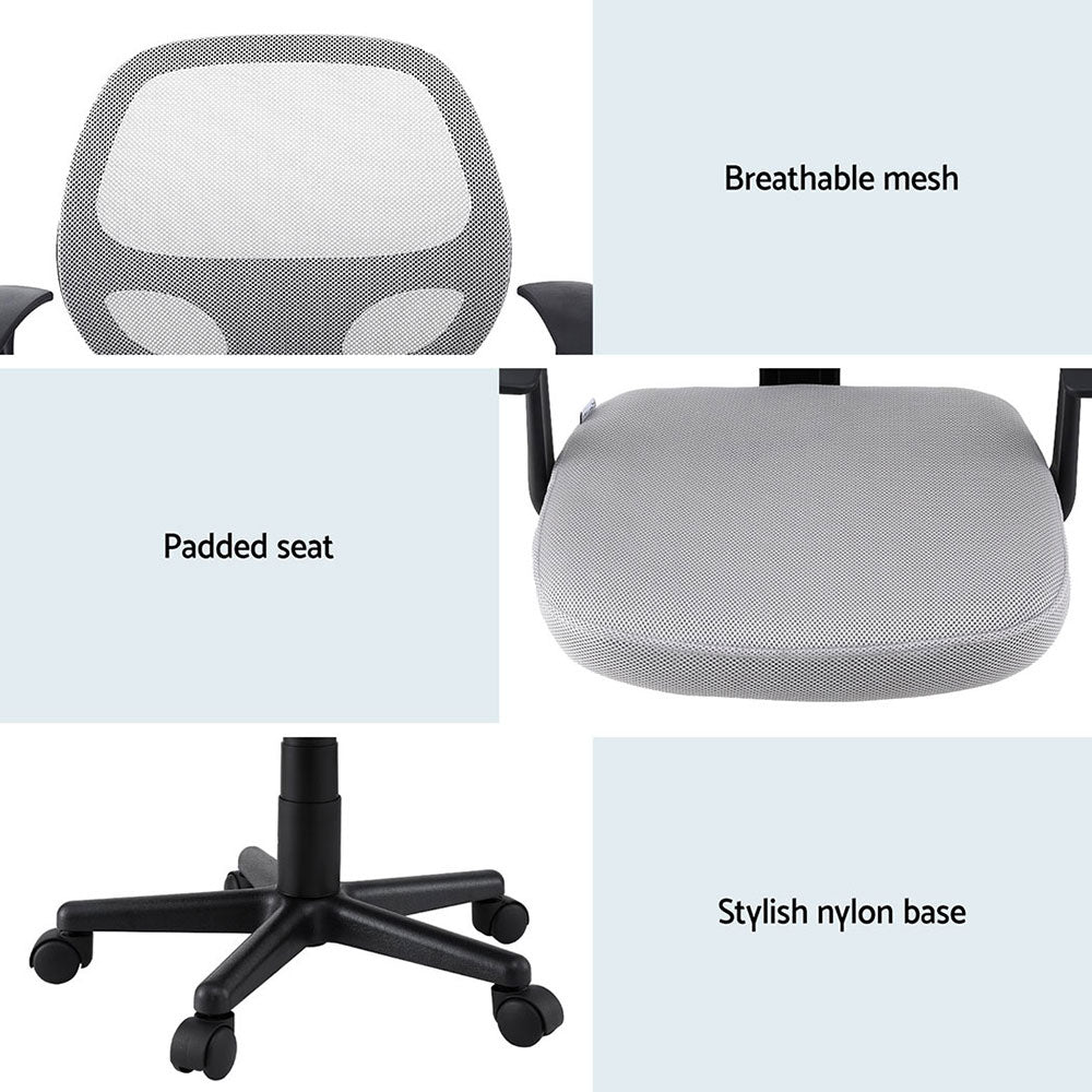 Artiss Mesh Office Chair Pair Mid Back Grey