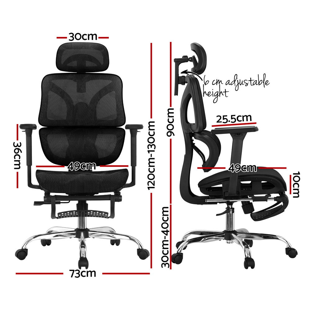 Artiss Ergonomic Office Chair High Back Footrest Black