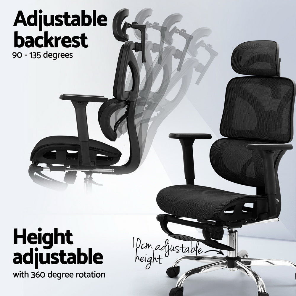Artiss Ergonomic Office Chair High Back Footrest Black