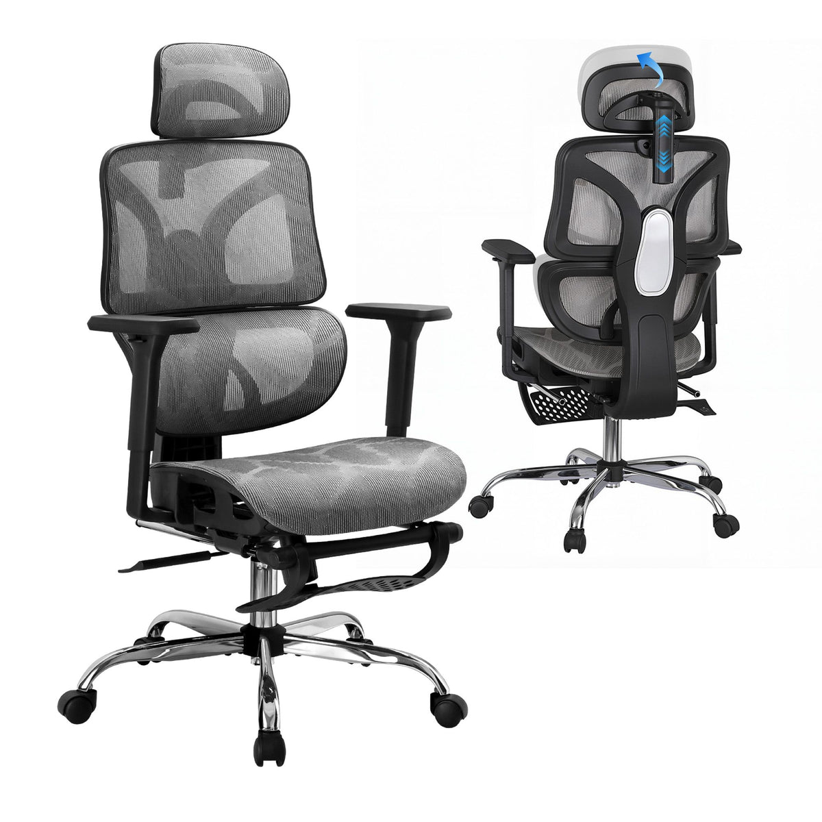 Artiss Ergonomic Office Chair with Footrest Grey