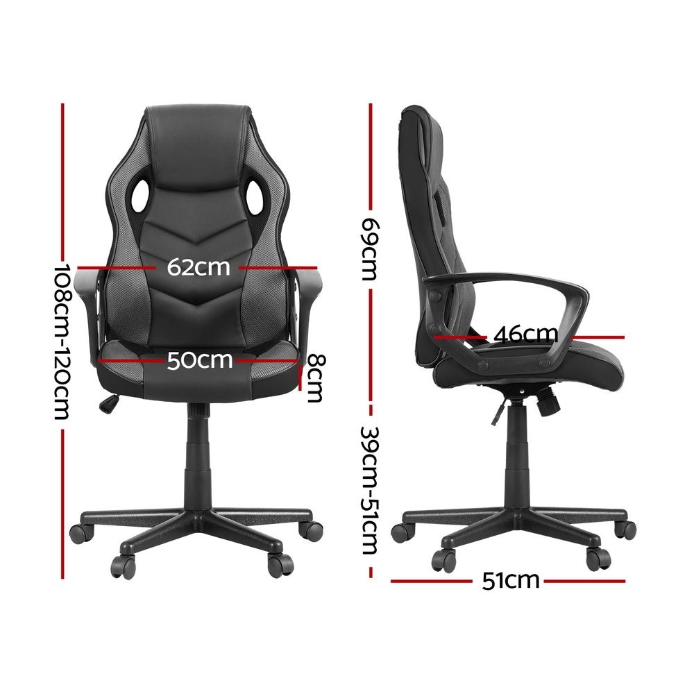 Artiss High Back Gaming Office Chair with Tilt Adjustment Grey