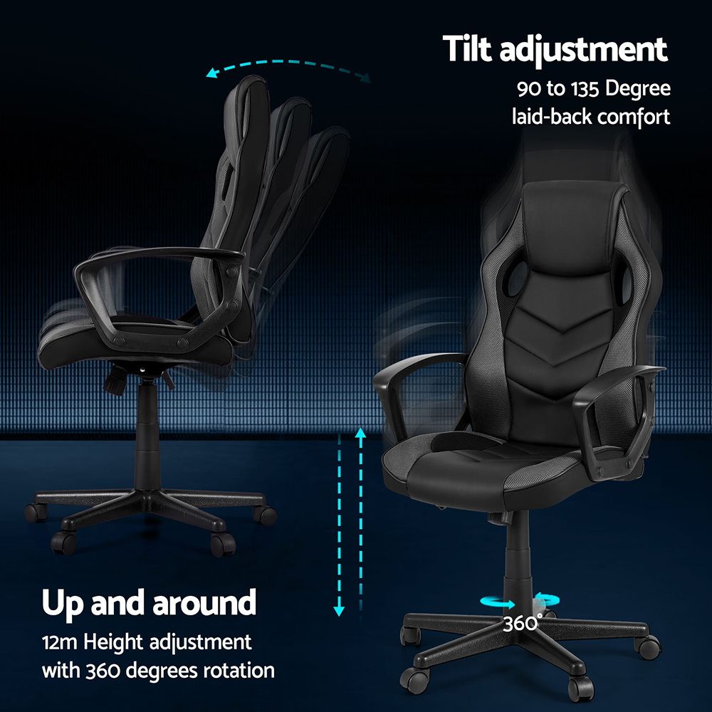 Artiss High Back Gaming Office Chair with Tilt Adjustment Grey