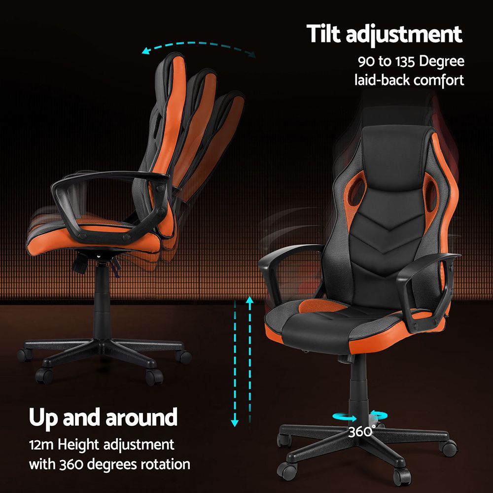 Artiss Gaming Office Chair Racing Style High Back Orange