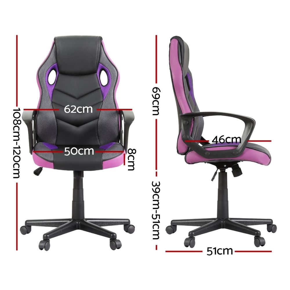 Artiss High-Back Gaming Office Chair with Tilt Purple