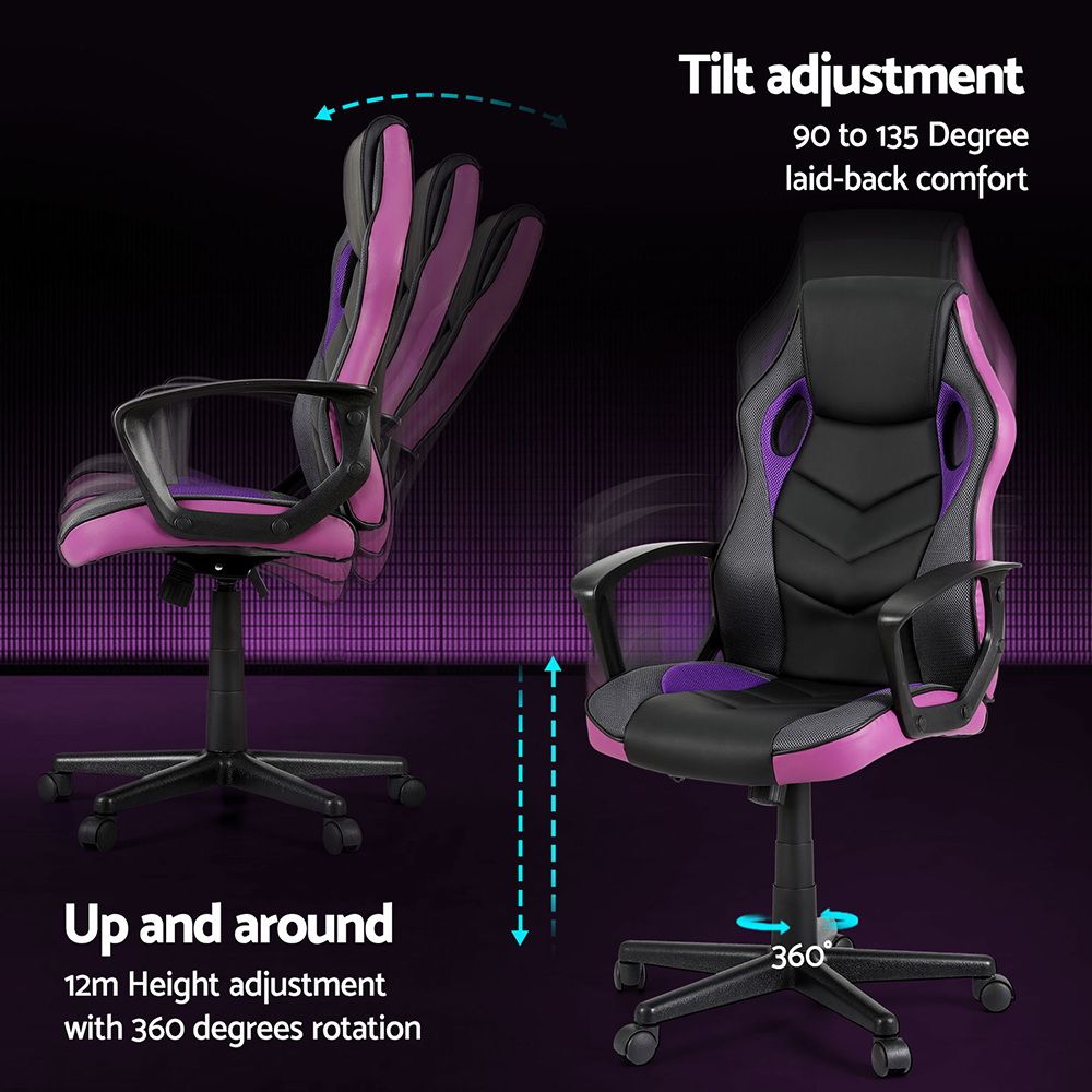 Artiss High-Back Gaming Office Chair with Tilt Purple