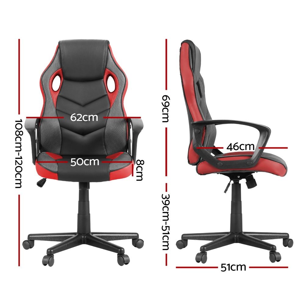 Artiss High-Back Gaming Office Chair with Tilt Function Red