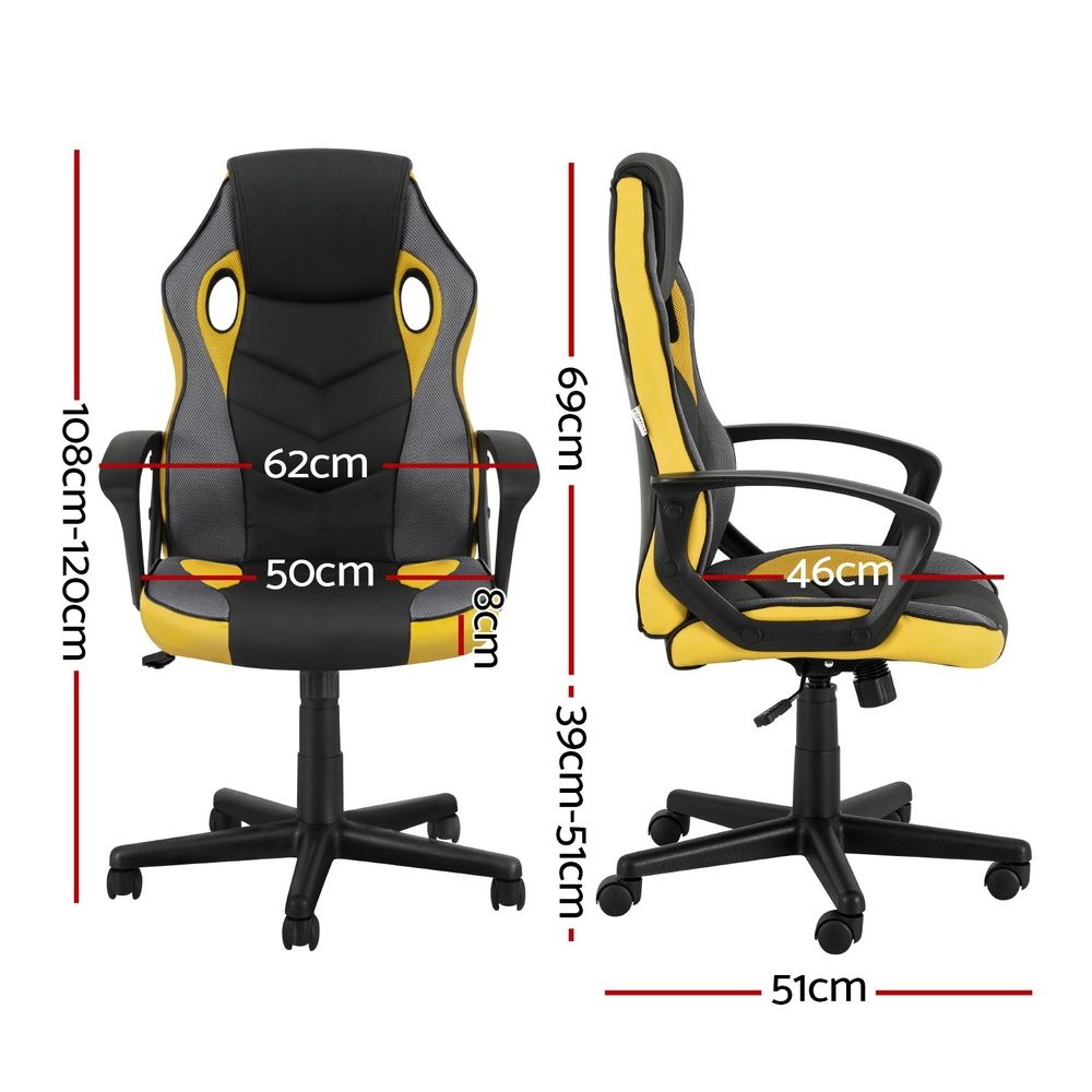 Artiss Gaming Office Chair High Back Executive Yellow
