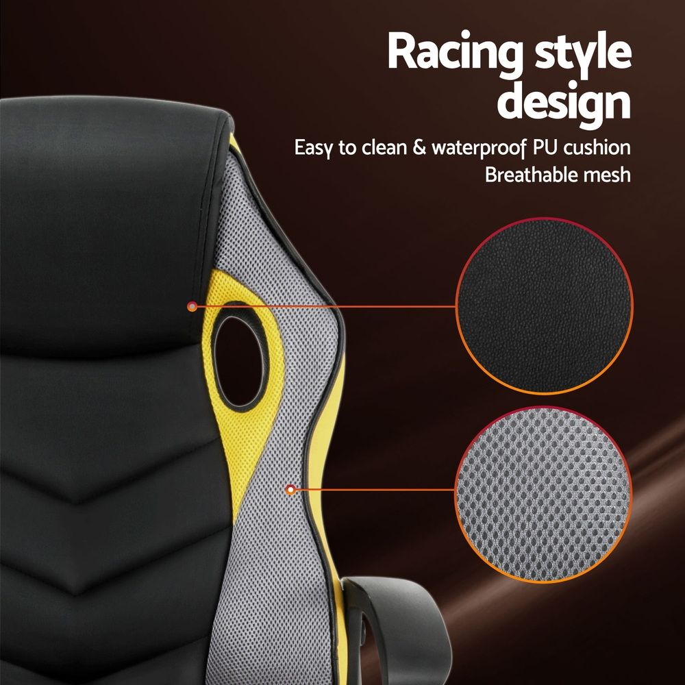 Artiss Gaming Office Chair High Back Executive Yellow