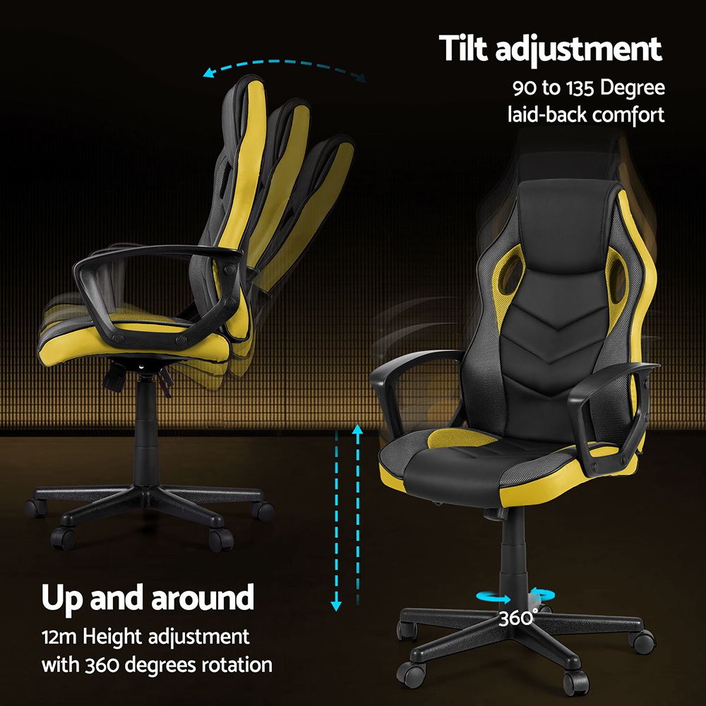 Artiss Gaming Office Chair High Back Executive Yellow