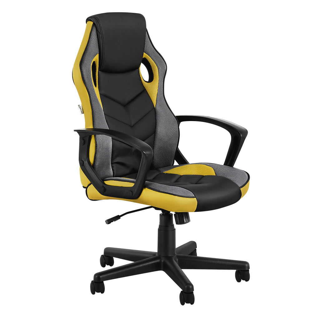 Artiss High-Back Gaming Office Chair Yellow Racing Style
