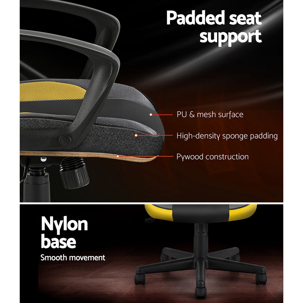 Artiss High-Back Gaming Office Chair Yellow Racing Style