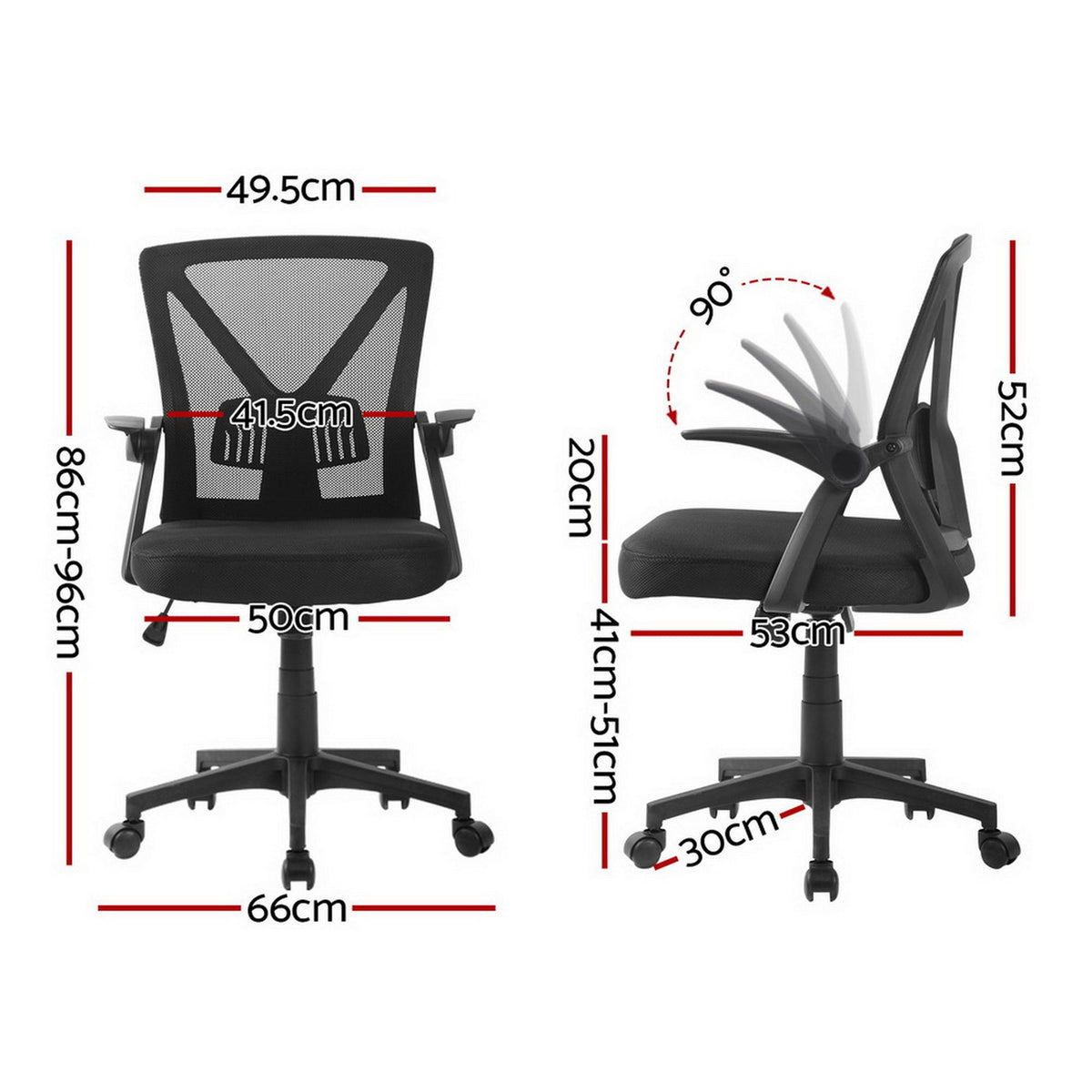 Nile Mid Back Mesh Office Chair with Adjustable Lumbar Support Black