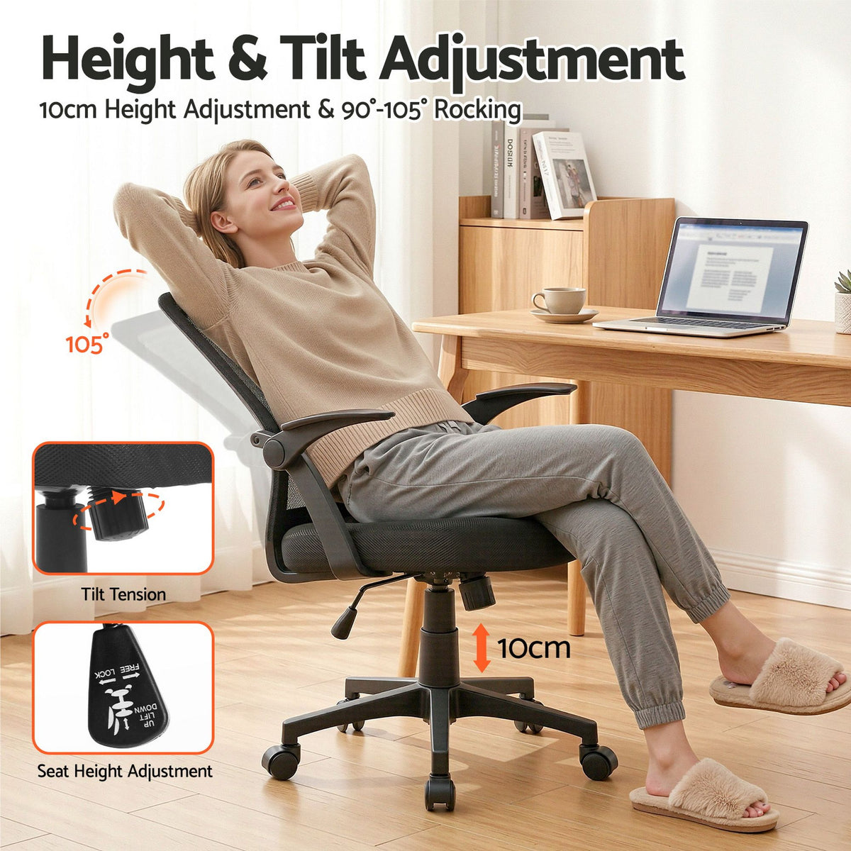 Nile Mid Back Mesh Office Chair with Adjustable Lumbar Support Black