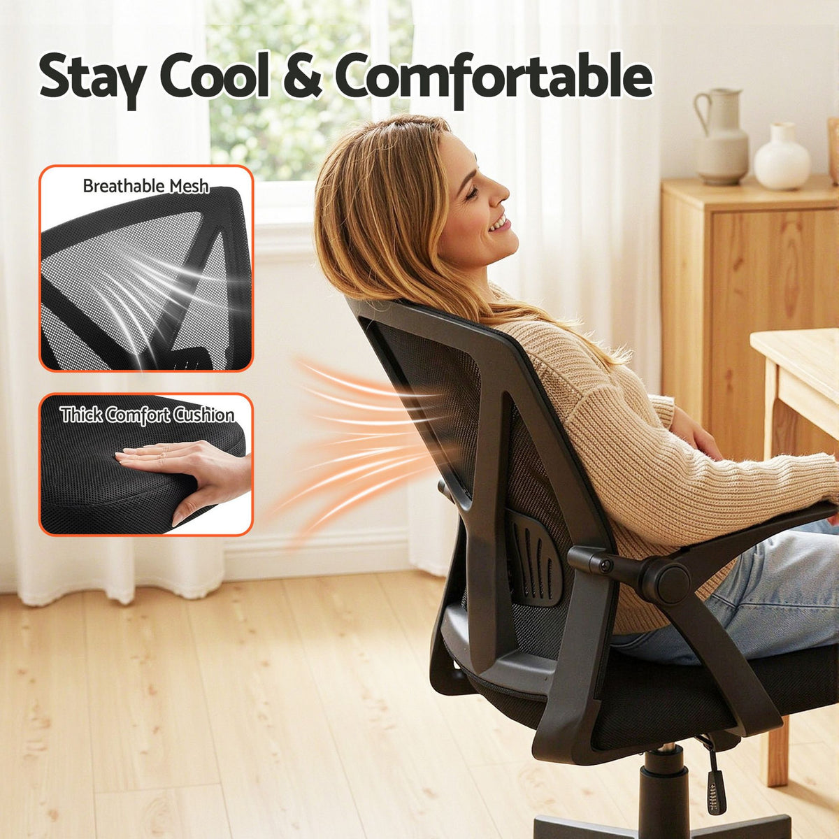 Nile Mid Back Mesh Office Chair with Adjustable Lumbar Support Black