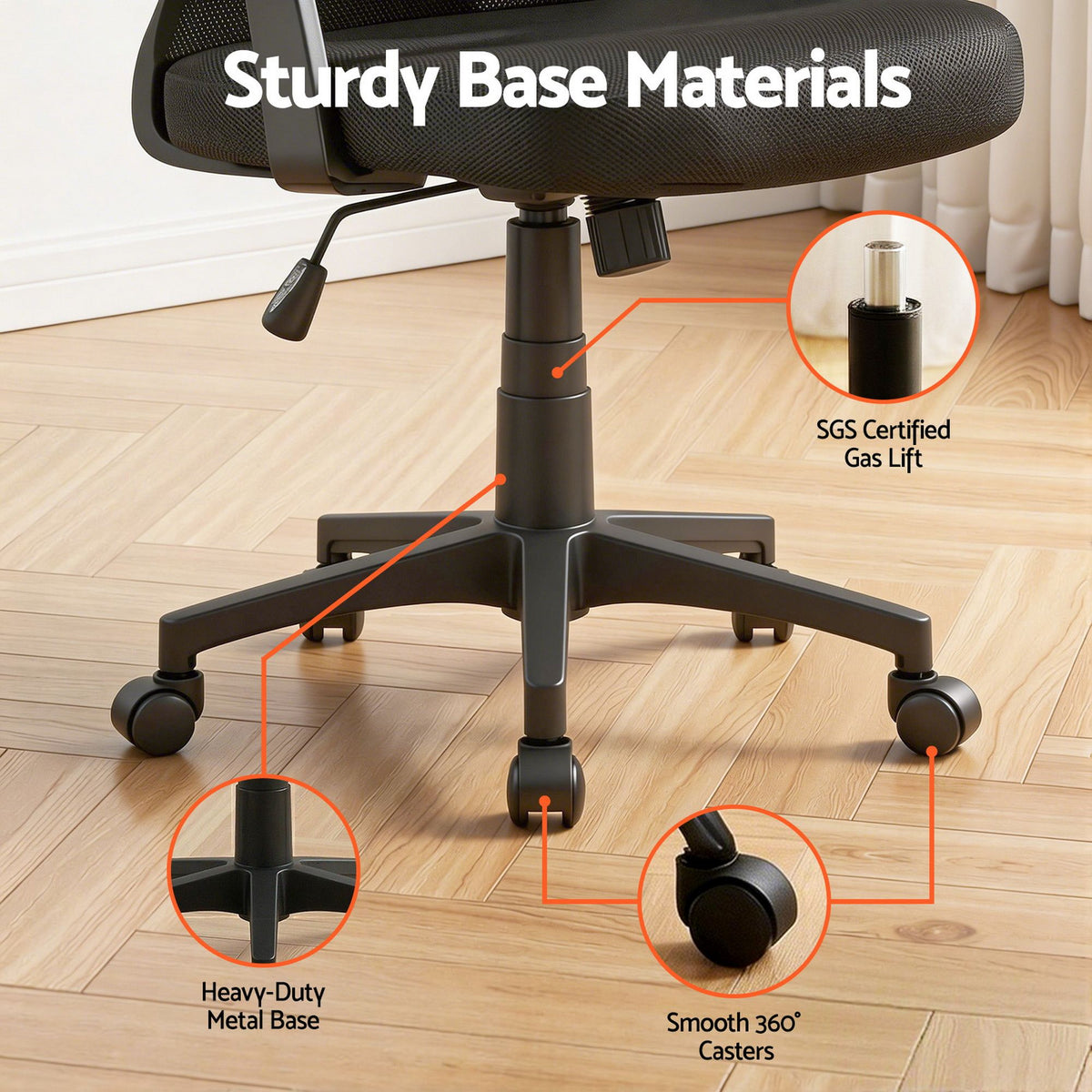 Nile Mid Back Mesh Office Chair with Adjustable Lumbar Support Black