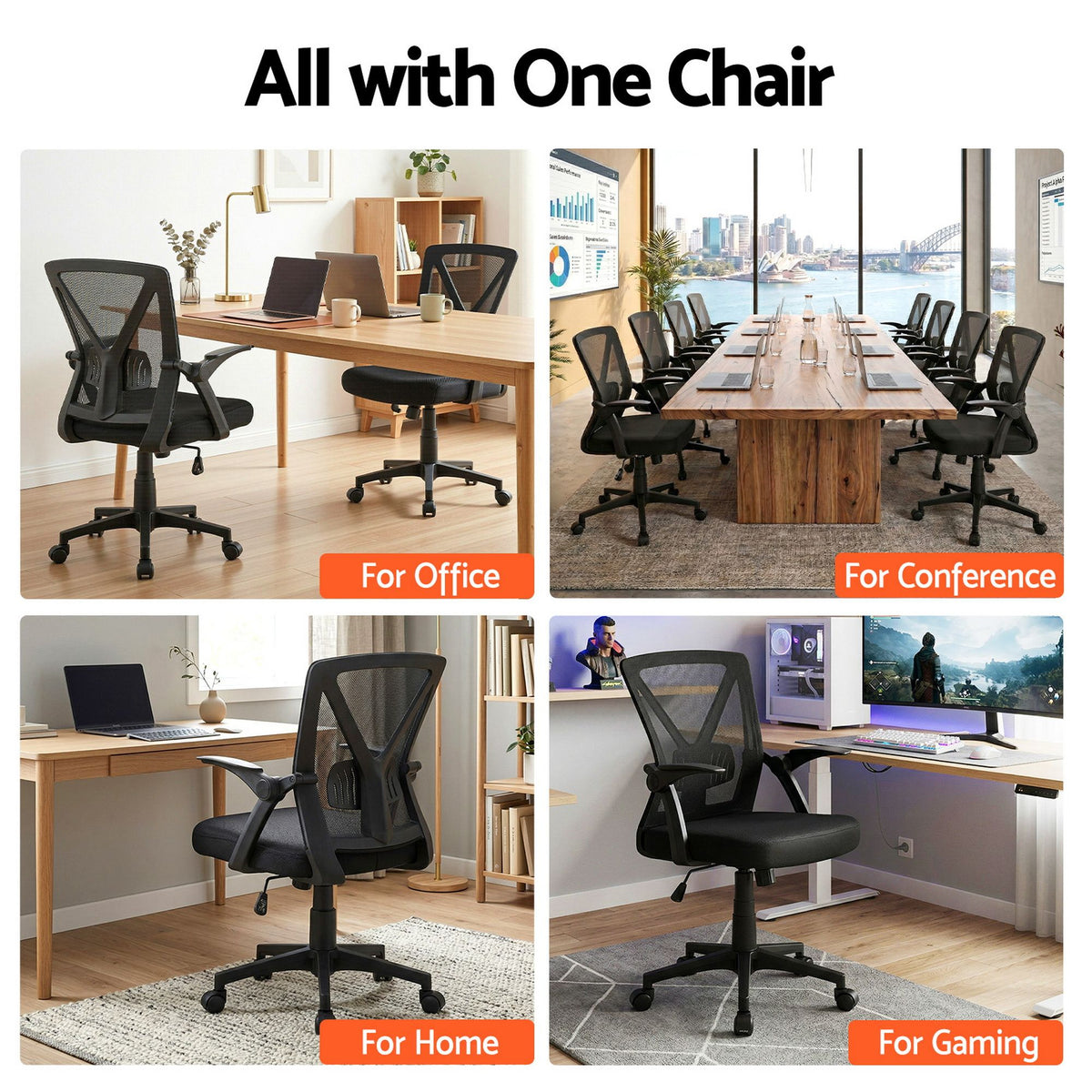 Nile Mid Back Mesh Office Chair with Adjustable Lumbar Support Black