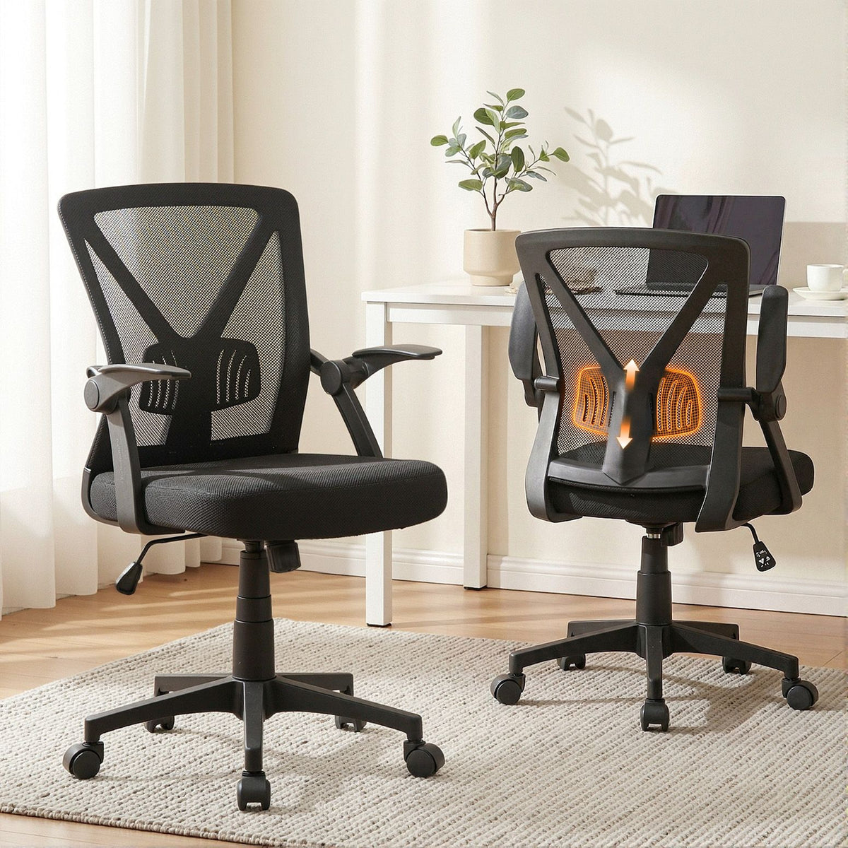 Nile Mid Back Mesh Office Chair with Adjustable Lumbar Support Black