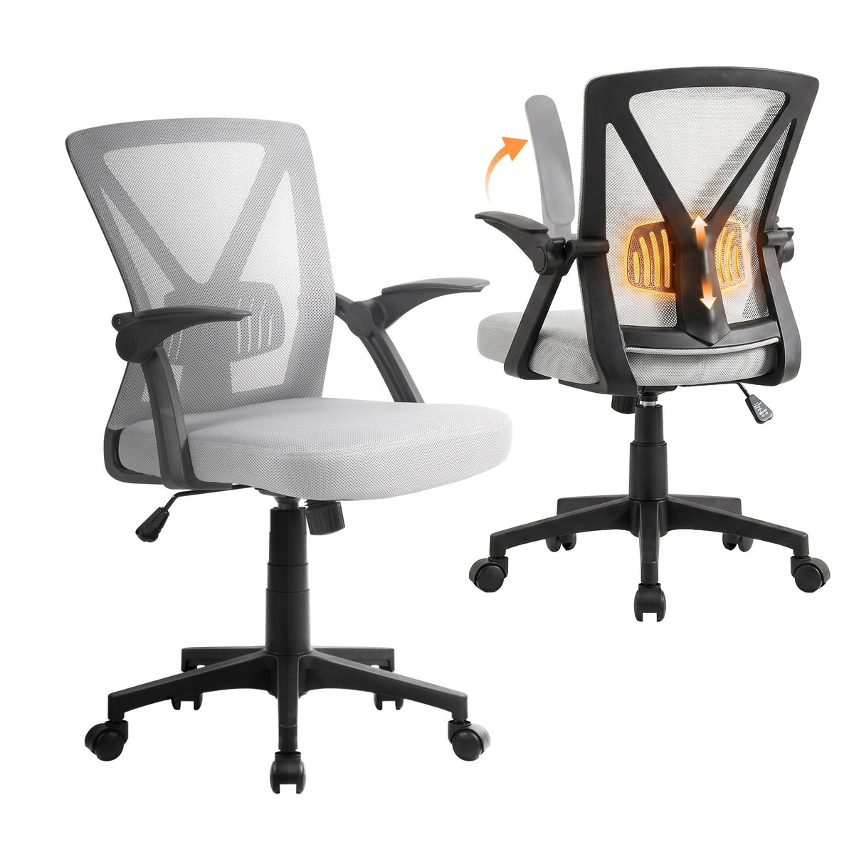 Nile Mid Back Mesh Office Chair with Lumbar Support Grey