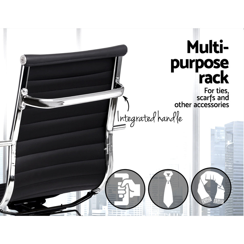 Artiss Drafting Stool Leather Office Chair Black