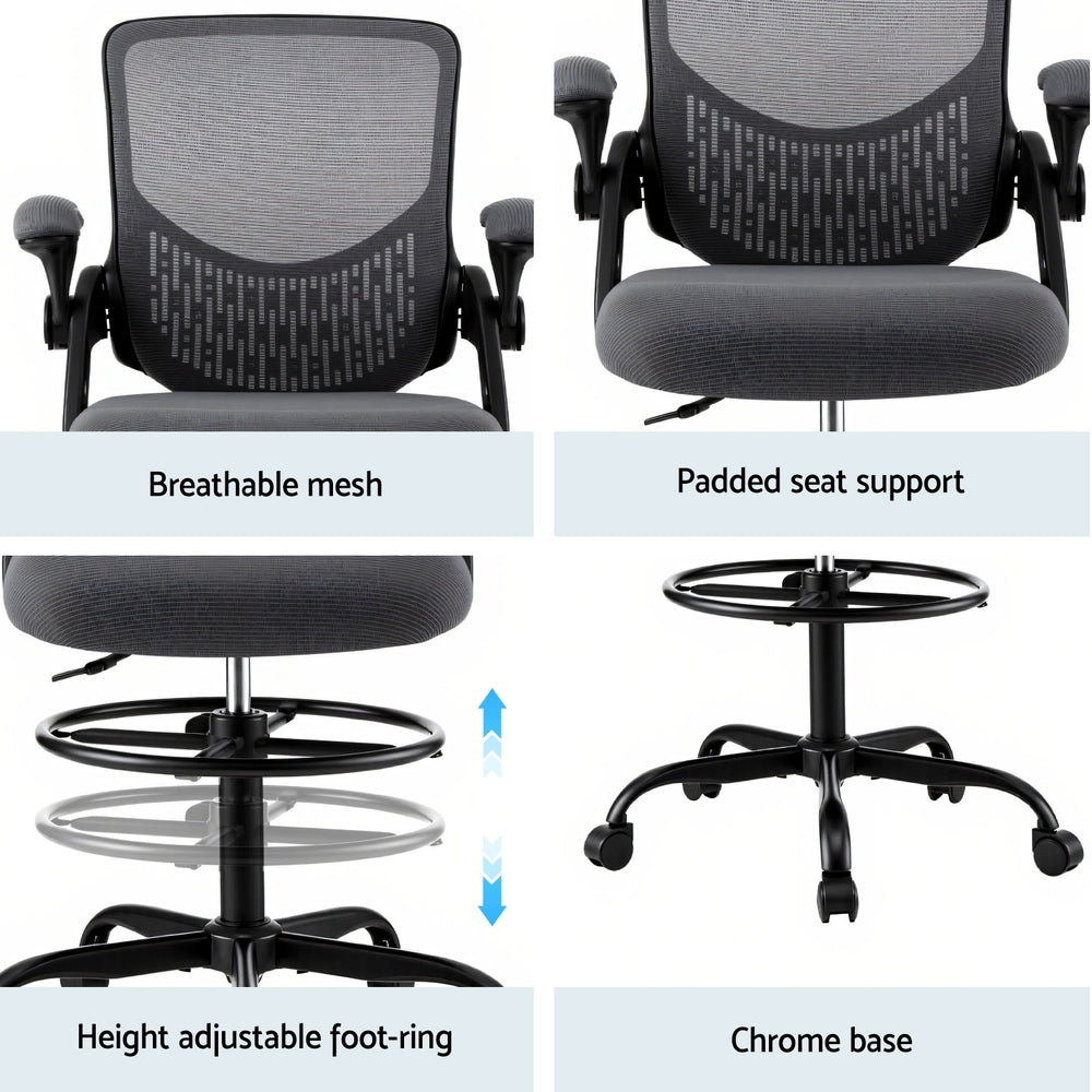 Artiss Mesh Drafting Office Chair Grey