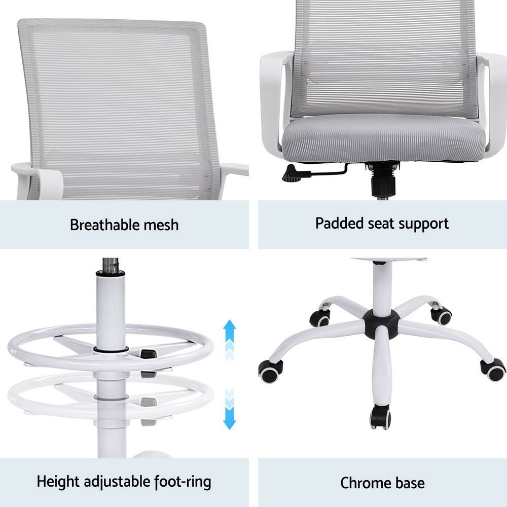 Artiss Mesh Drafting Office Chair Adjustable Height White