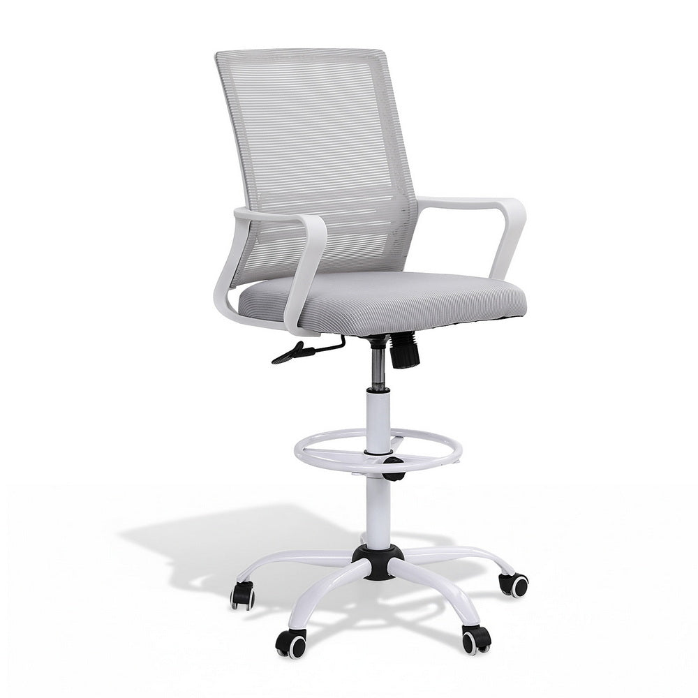 Artiss Office Chair Drafting Chairs Stool Computer Desk Studios Mesh White