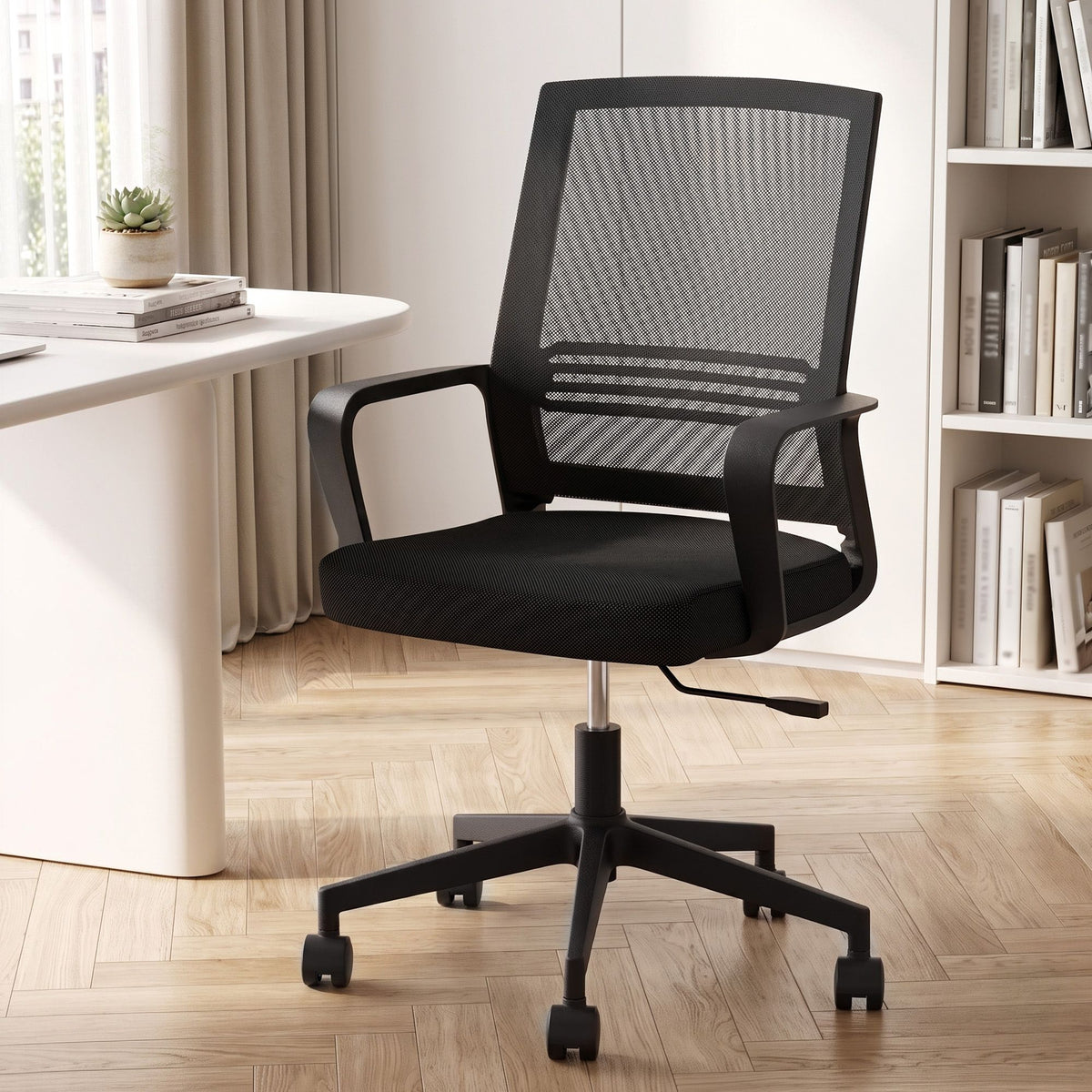 Artiss Mid Back Mesh Office Chair with Castor Wheels Black