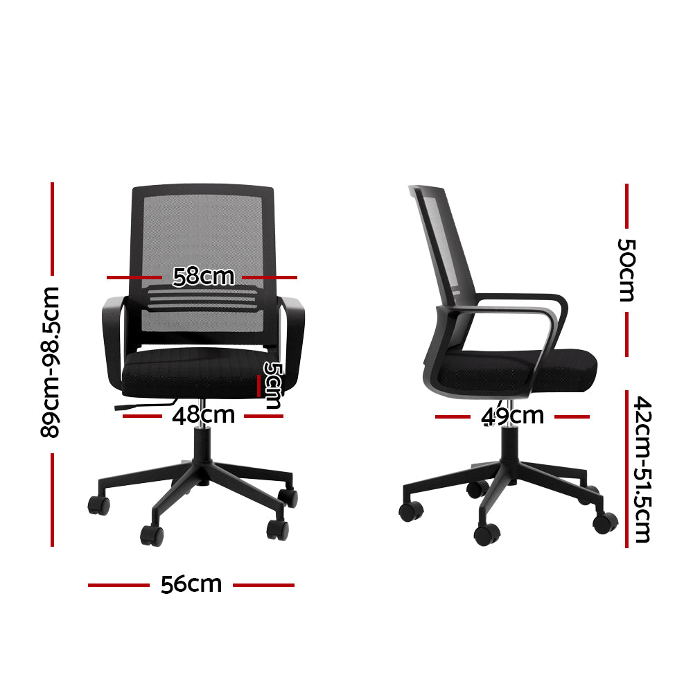 Artiss Mid-Back Mesh Office Chair Black