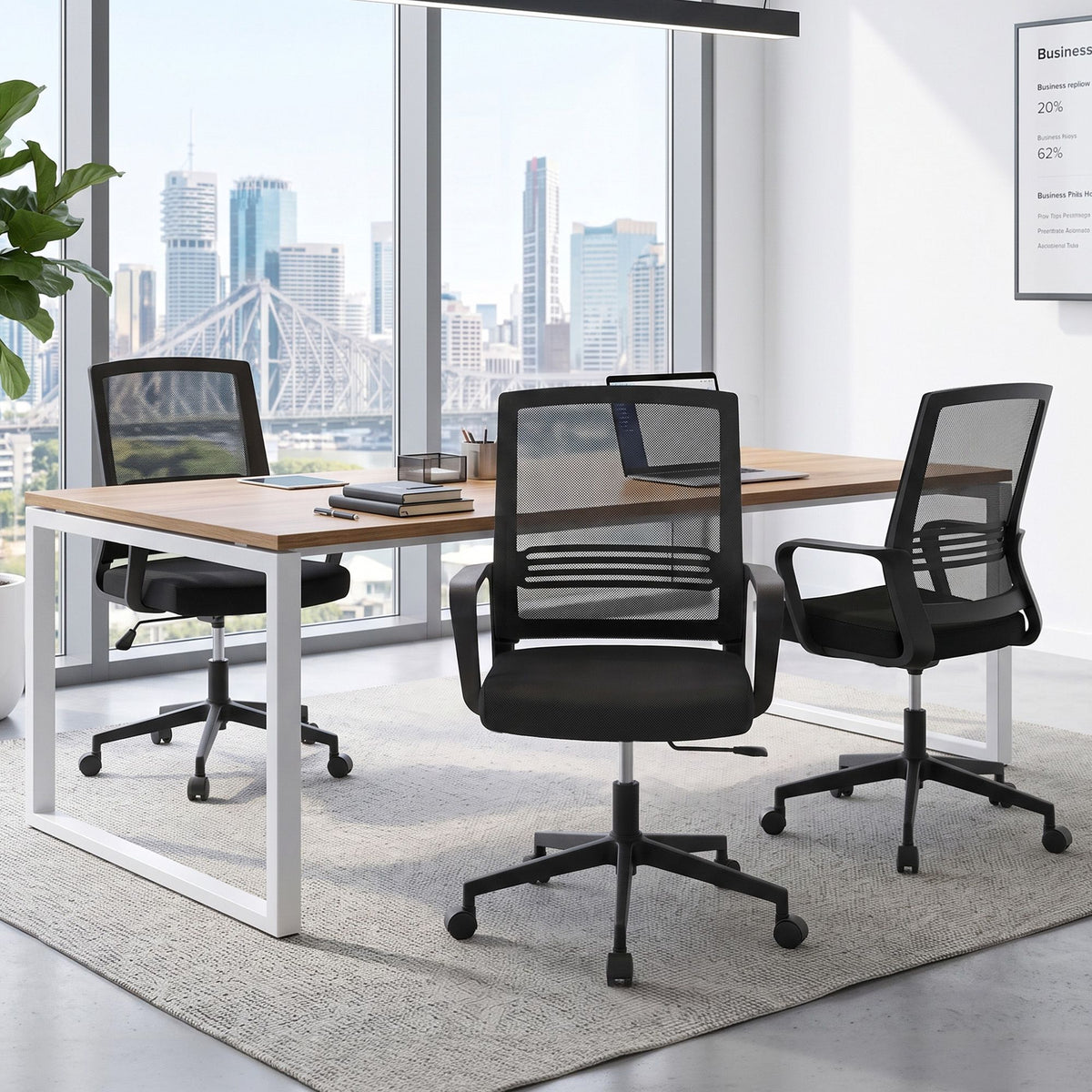 Artiss 2x Ergonomic Office Chair Mesh Mid Back Home Office Desk Chairs with Lumbar Support Black