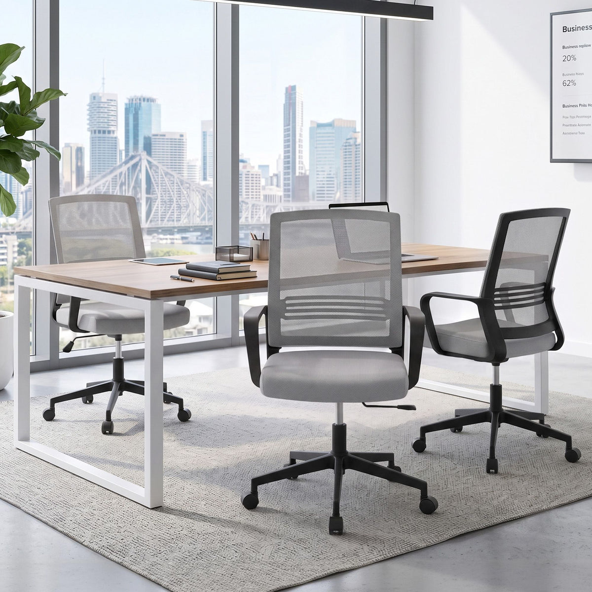 Artiss Mid Back Mesh Office Chair with Height Adjustment Grey