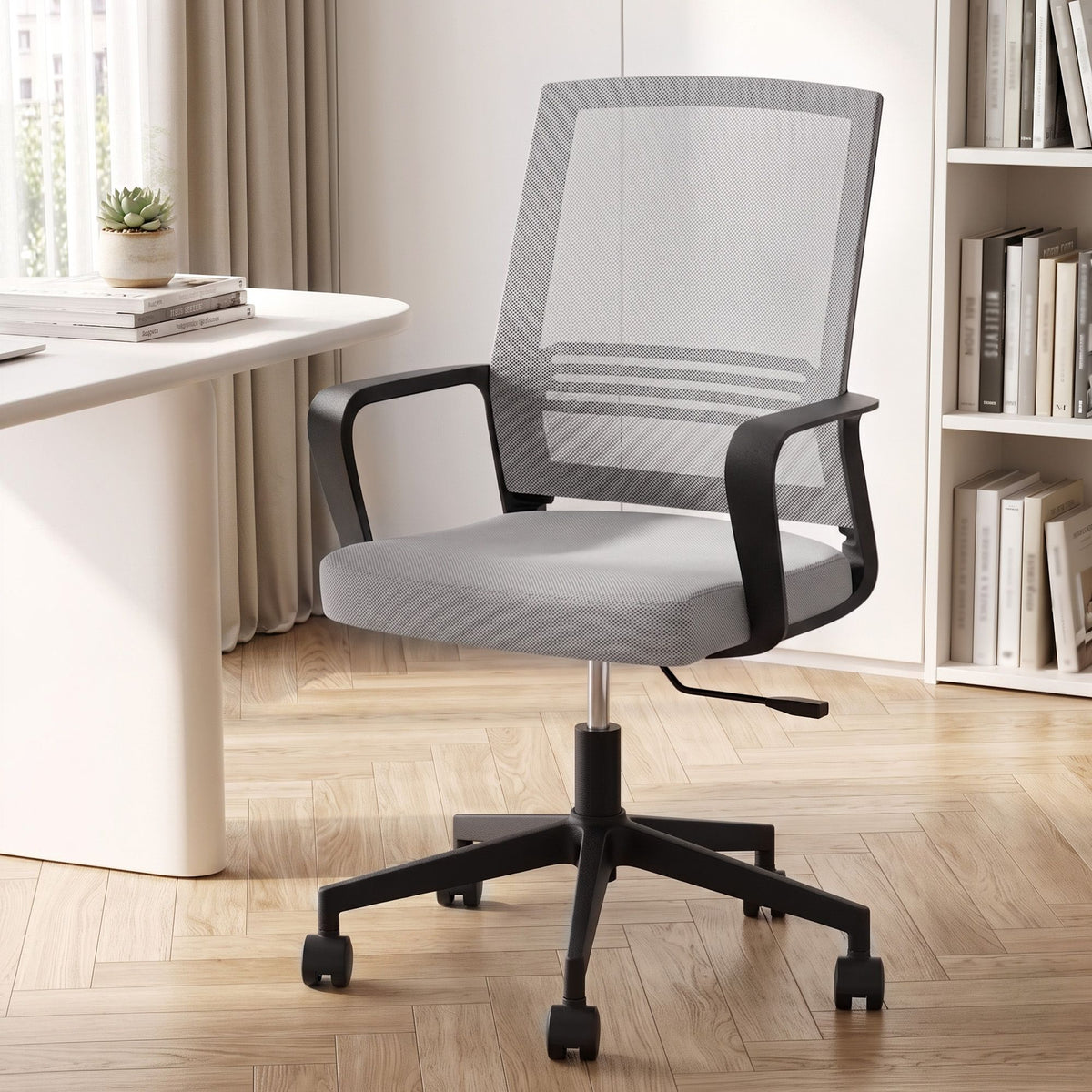 Artiss Mid Back Mesh Office Chair with Height Adjustment Grey