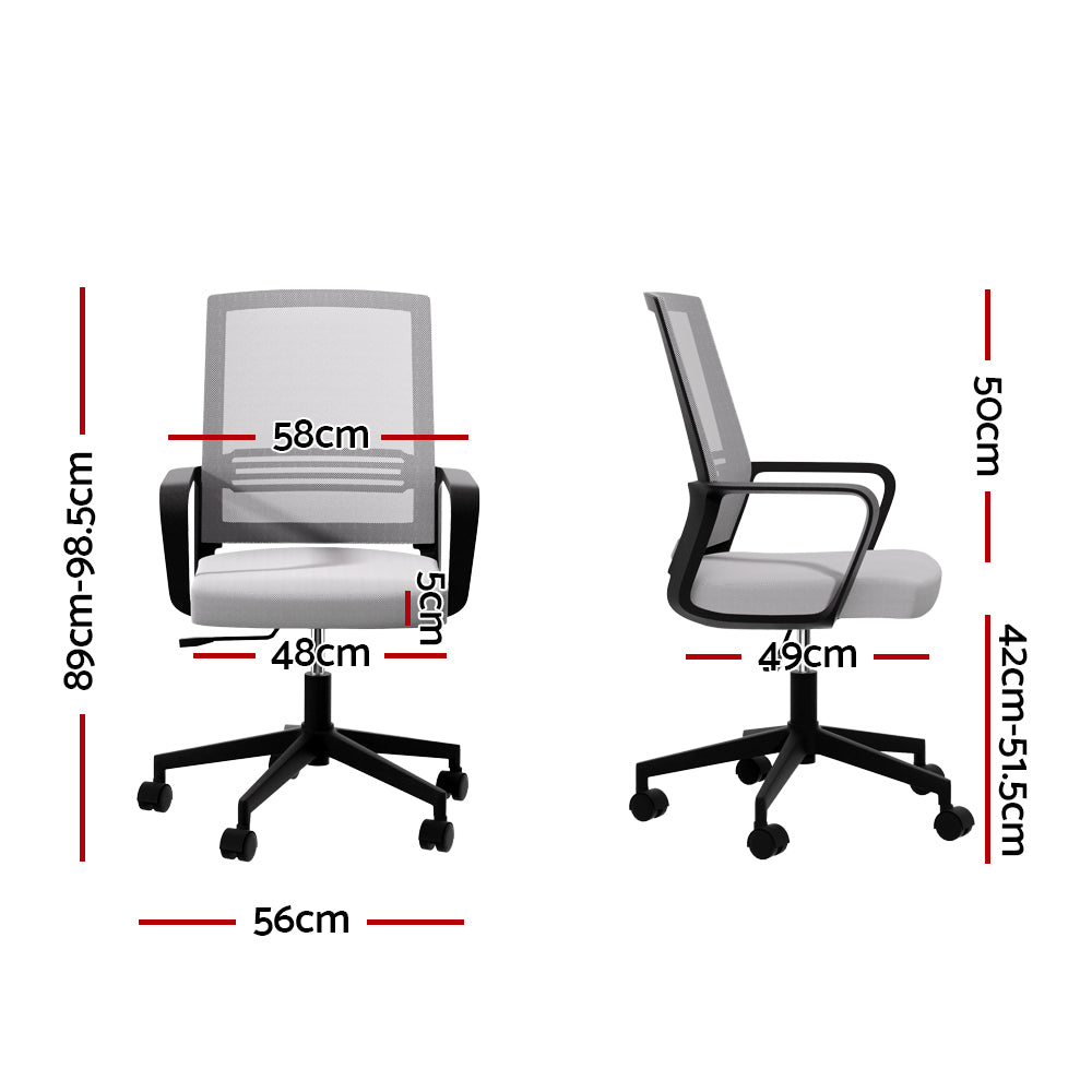 Artiss Mid-Back Mesh Office Chair Grey