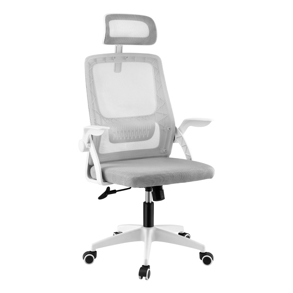 Ergonomic High-Back Office Chair Adjustable Headrest Grey