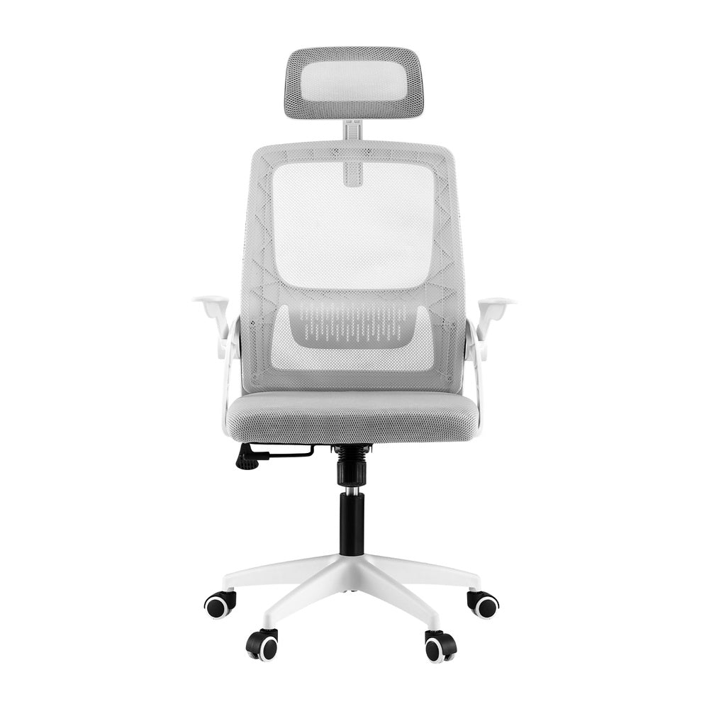 Ergonomic High-Back Office Chair Adjustable Headrest Grey
