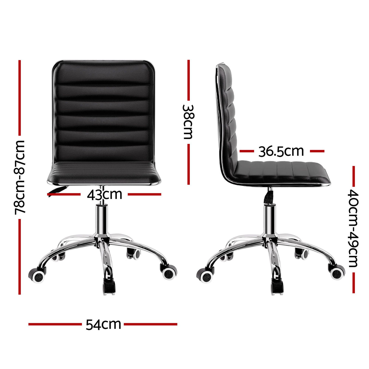 Artiss Office Chair Low Back PU Leather Black