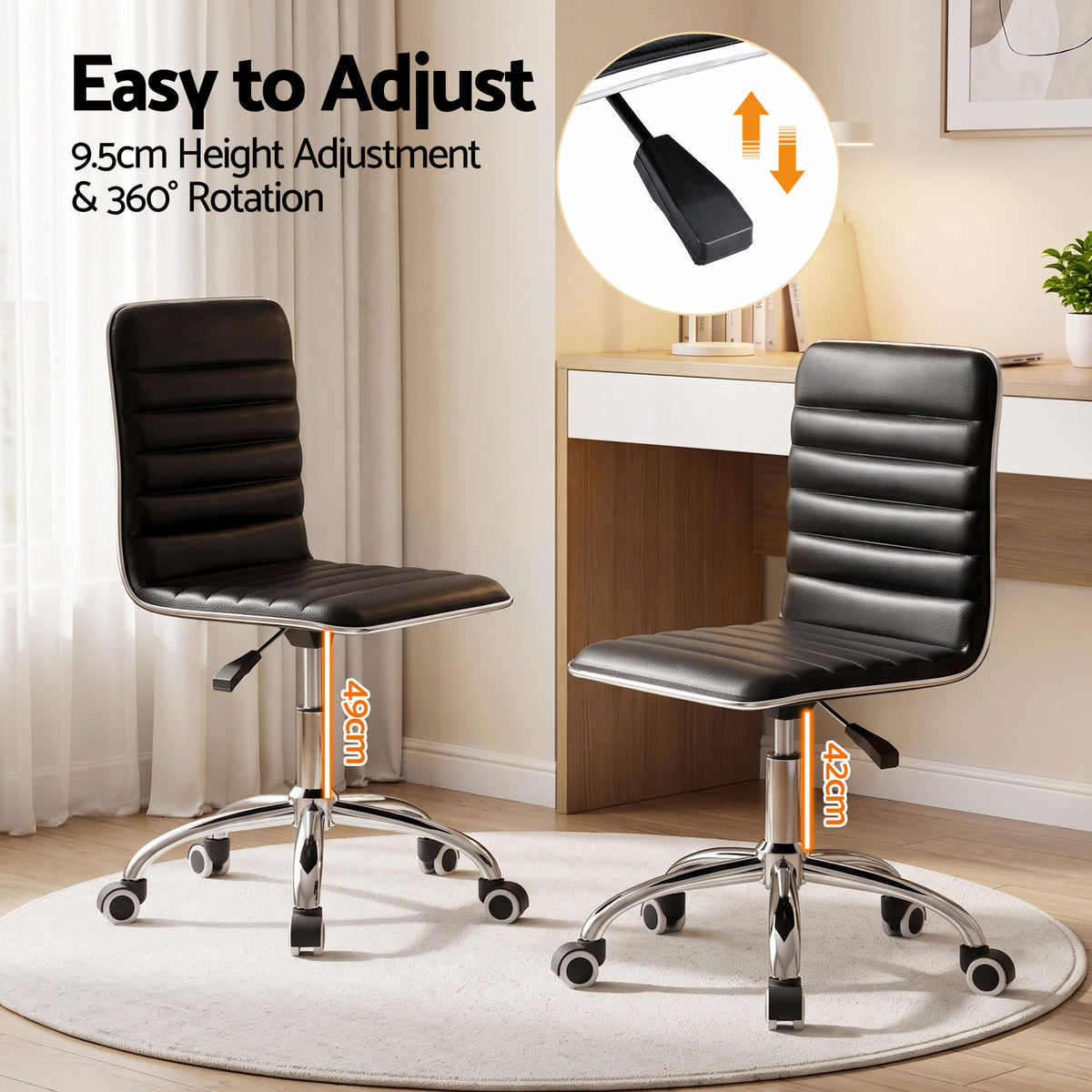Artiss Office Chair Low Back PU Leather Black