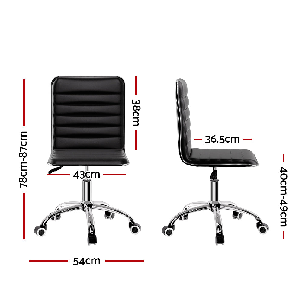 Artiss Low-Back Office Chair PU Leather Black