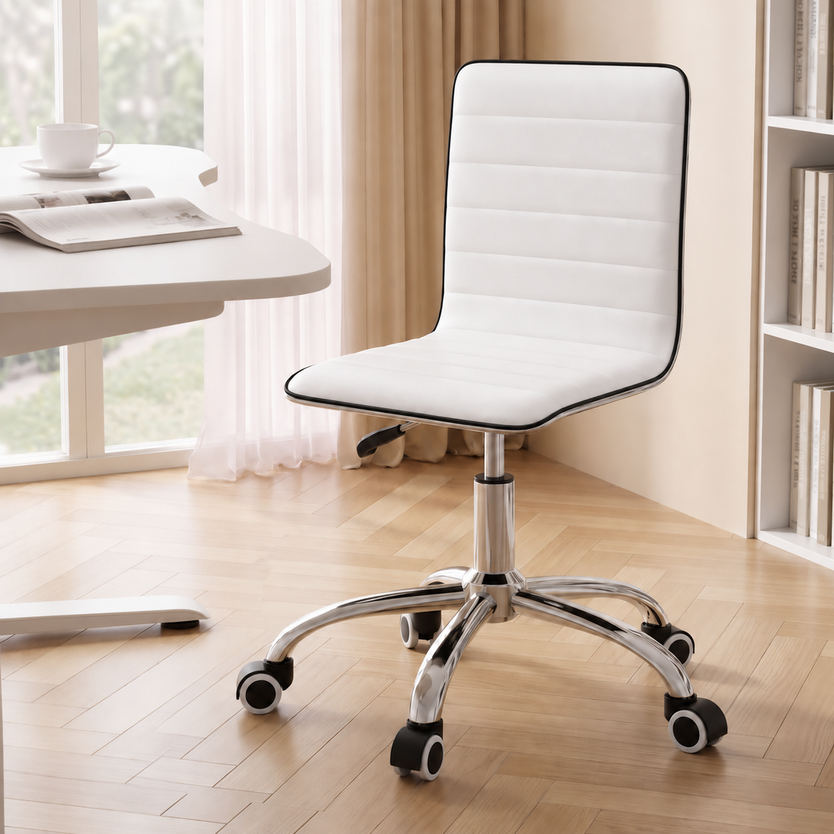 Artiss Office Chair PU Leather Low Back White