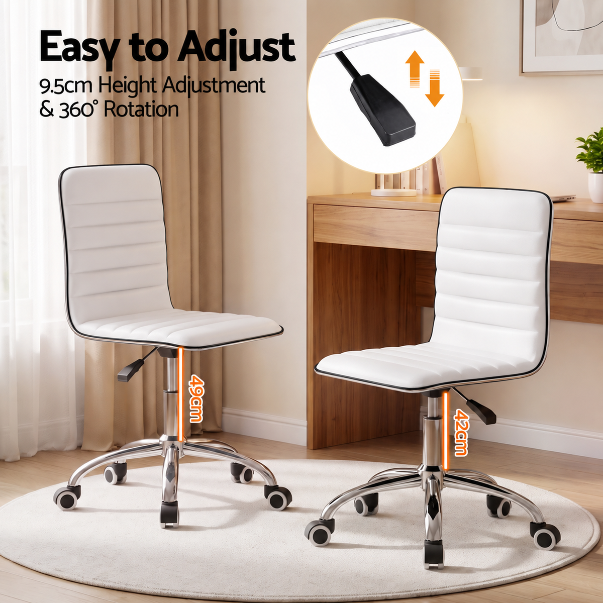 Artiss Office Chair PU Leather Low Back White
