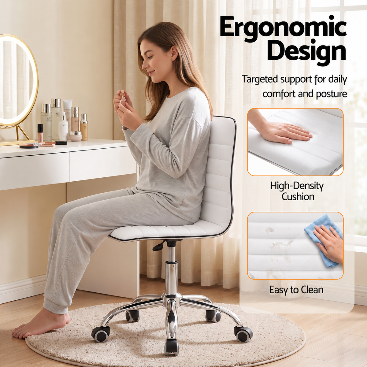 Artiss Office Chair PU Leather Low Back White