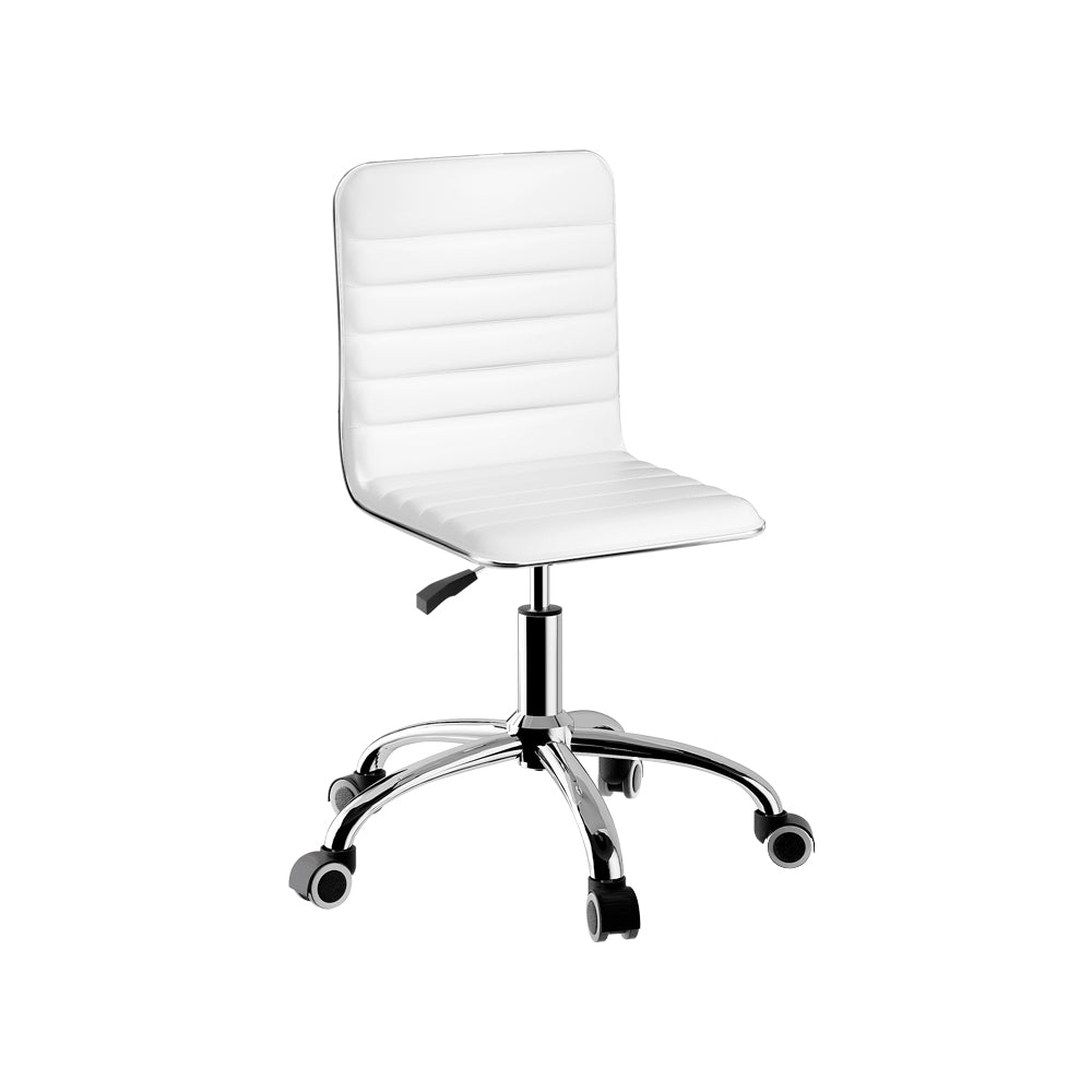 Artiss White Low-Back Office Chair PU Leather Adjustable