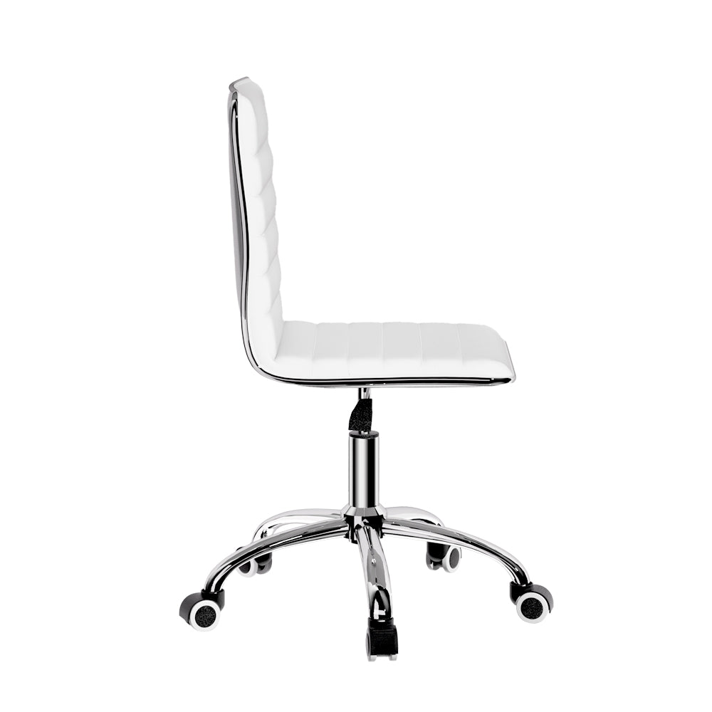 Artiss White Low-Back Office Chair PU Leather Adjustable