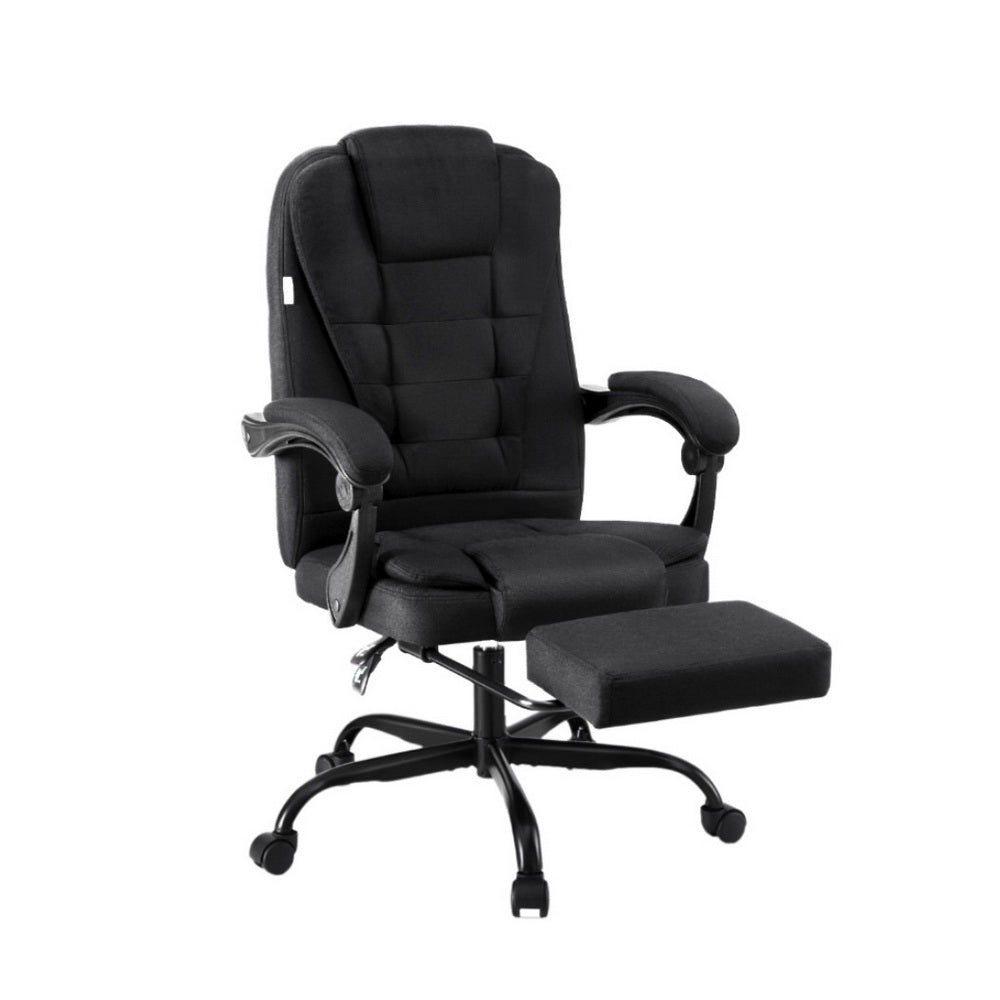 Artiss Executive Office Chair Fabric Seat Black Racing Style with Footrest