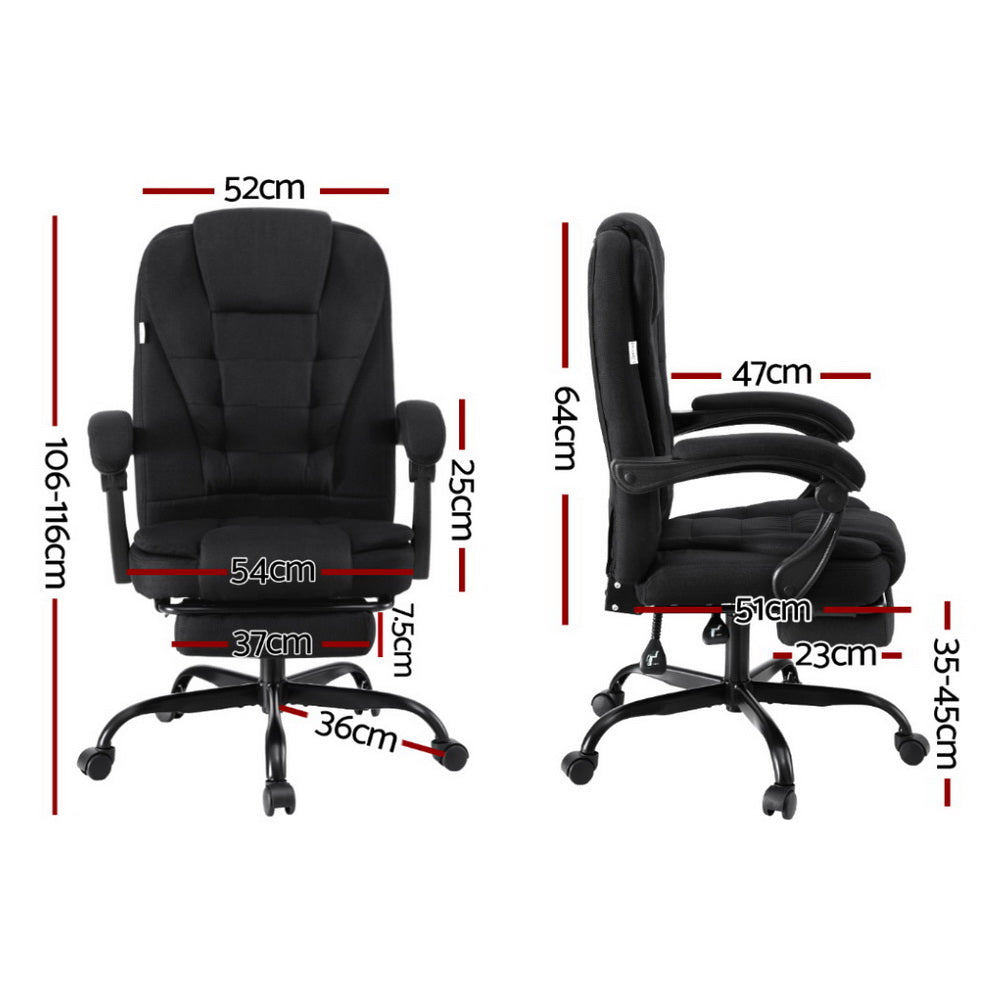 Artiss Executive Office Chair Fabric Seat Black Racing Style with Footrest