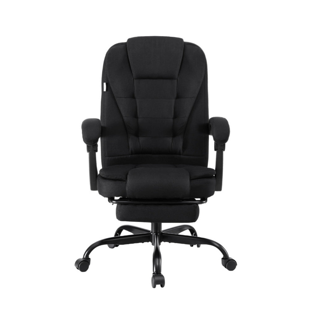 Artiss Executive Office Chair Fabric Seat Black Racing Style with Footrest