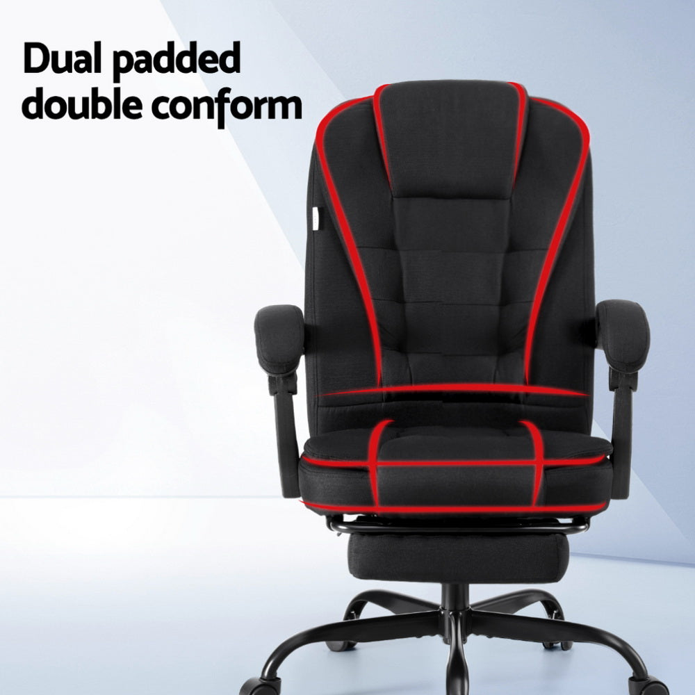 Artiss Executive Office Chair Fabric Seat Black Racing Style with Footrest