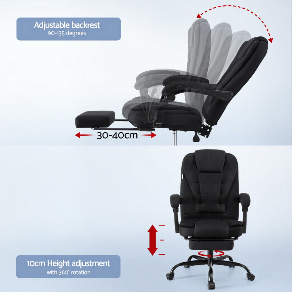 Artiss Executive Office Chair Fabric Seat Black Racing Style with Footrest