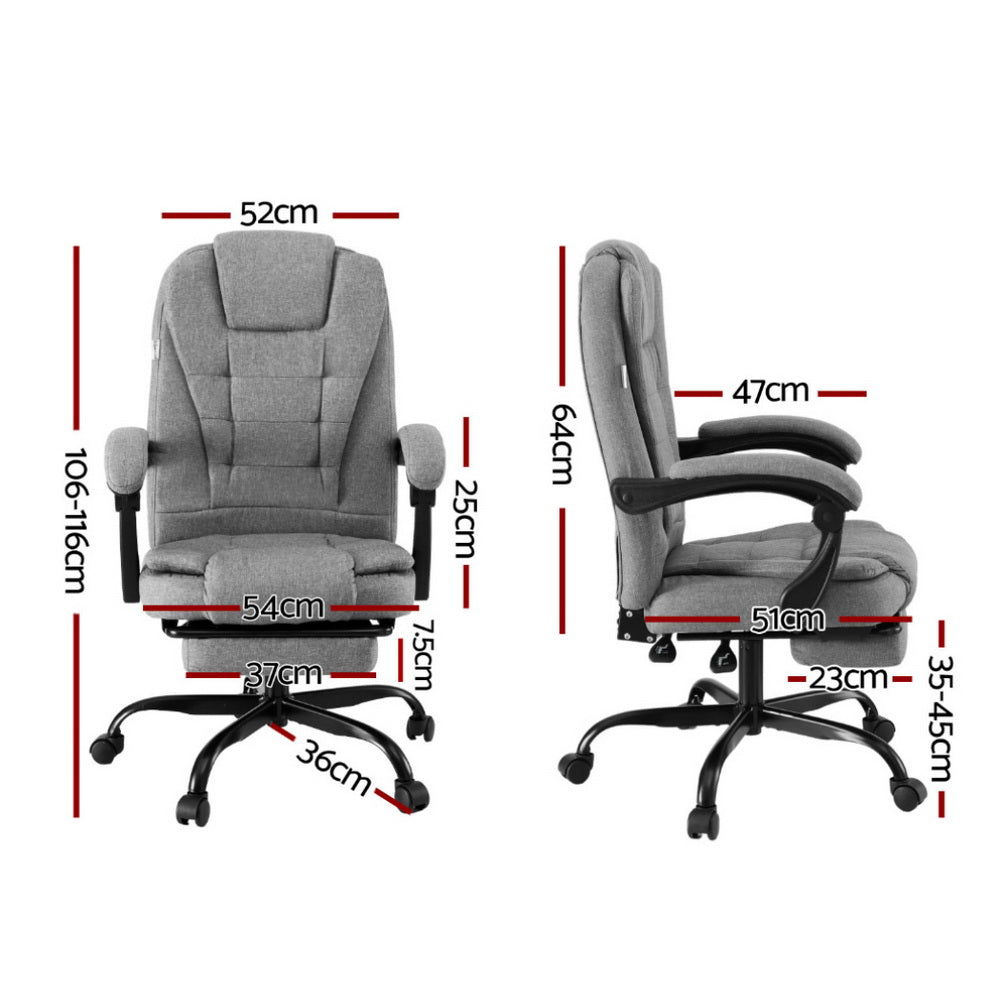 Executive Office Chair Fabric Seat Racing Style Grey