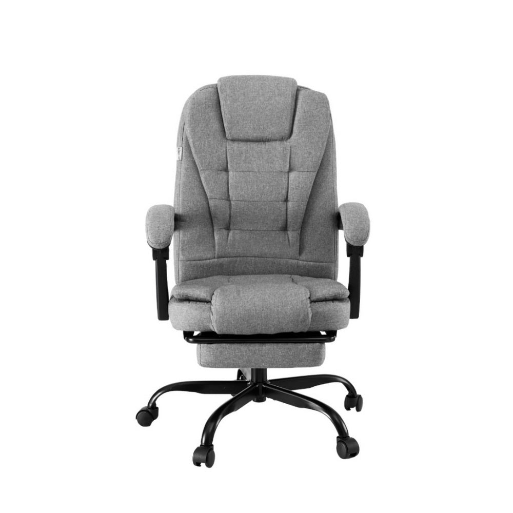 Executive Office Chair Fabric Seat Racing Style Grey