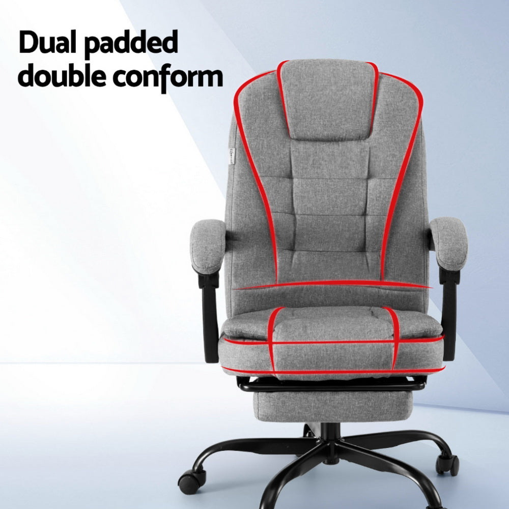 Executive Office Chair Fabric Seat Racing Style Grey